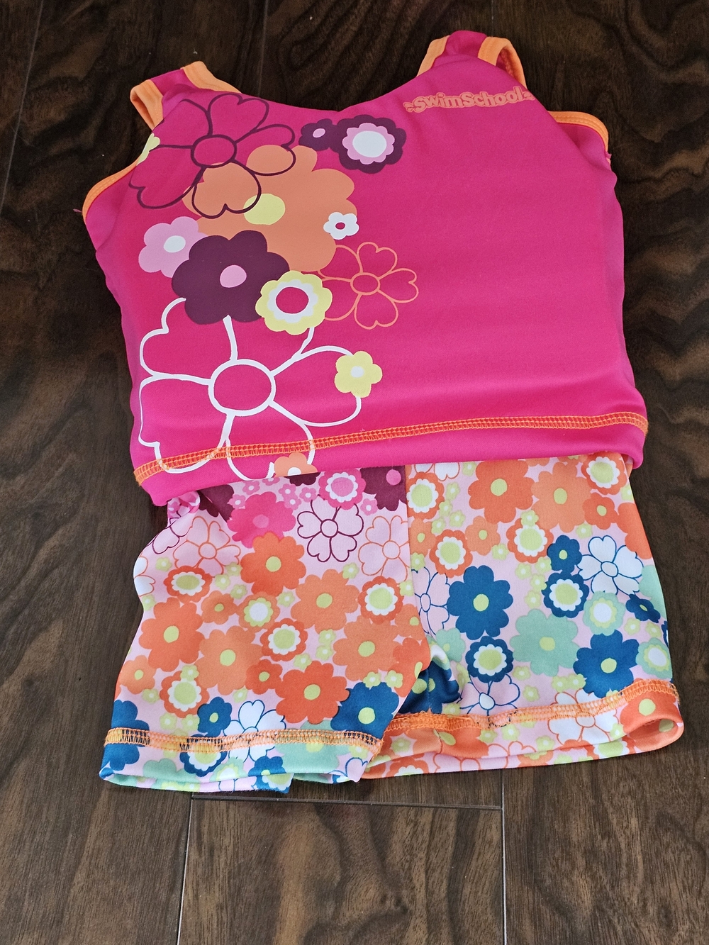 SwimSchool Pink Floral Girls One Piece Swim Vest